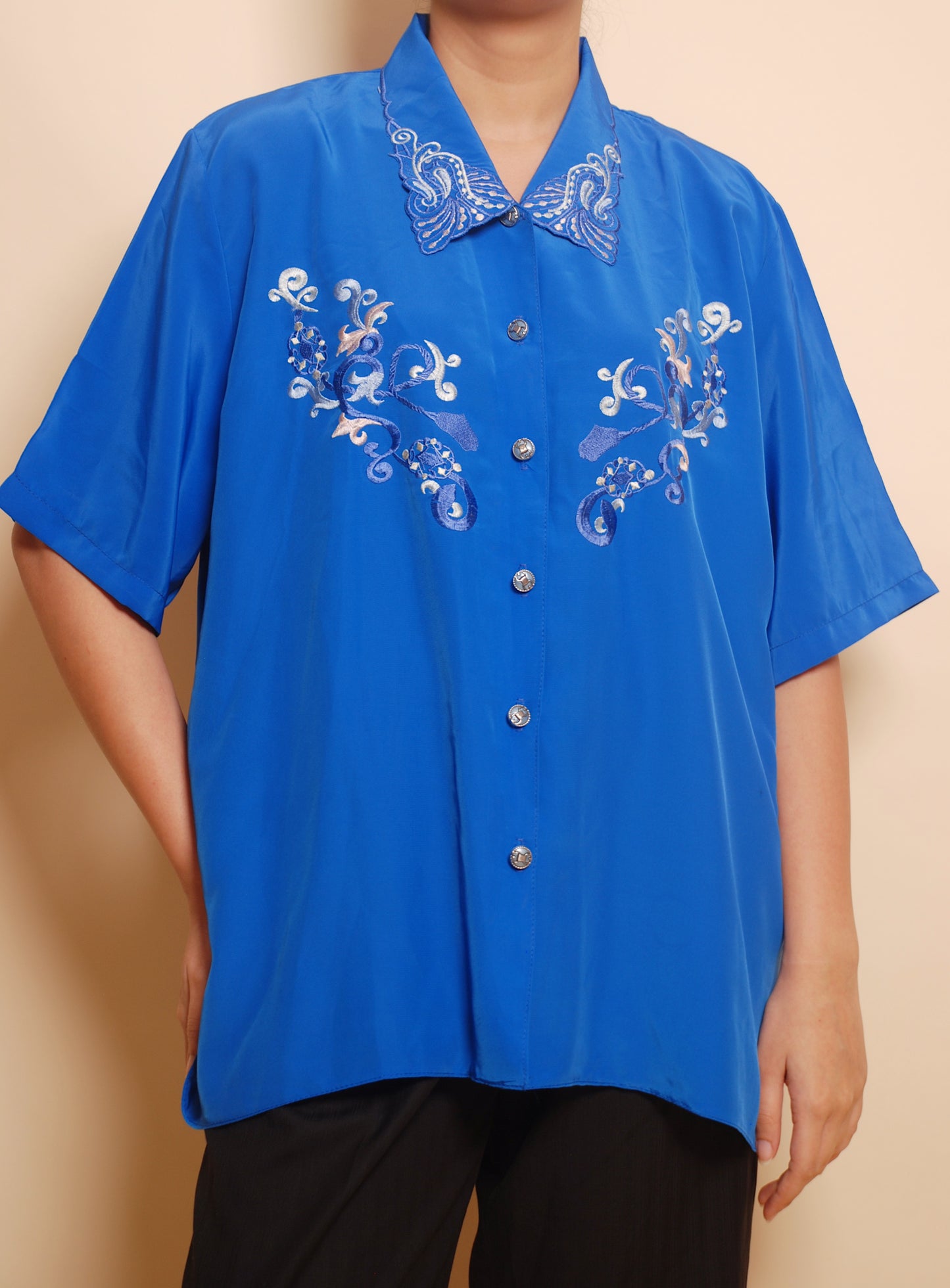 Blue embroidered shirt