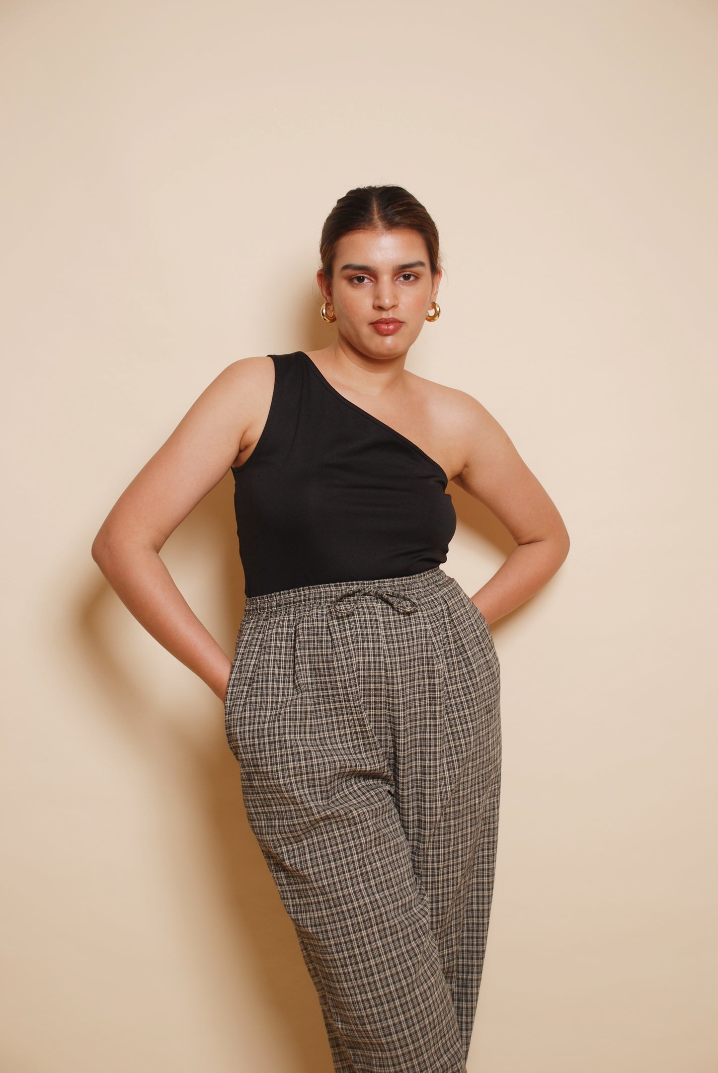 Vintage green checkered mom fit pants