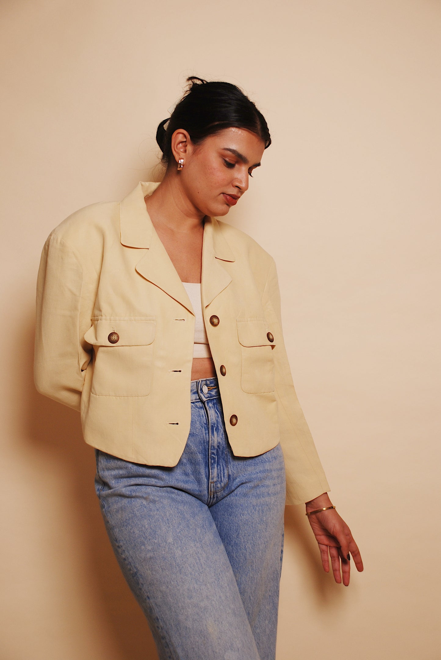 Light yellow cropped jacket