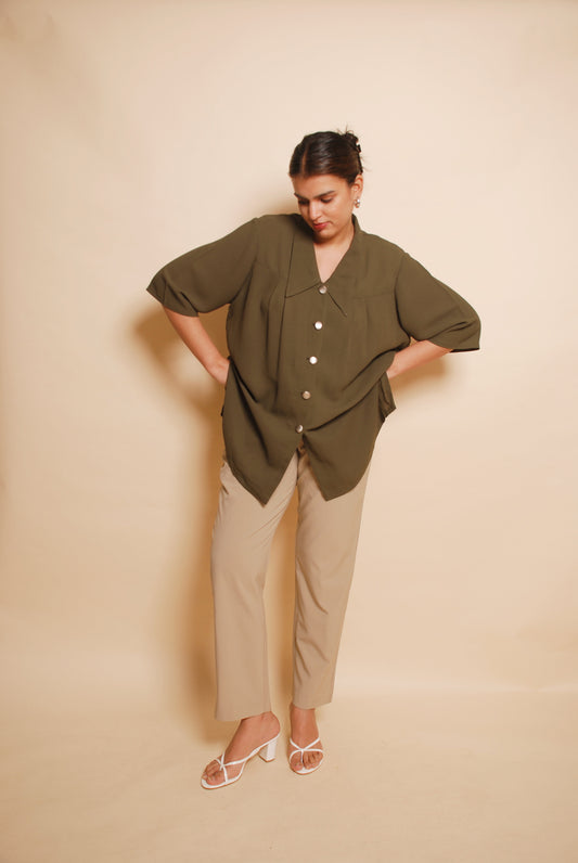 Dark olive short sleeve shirt