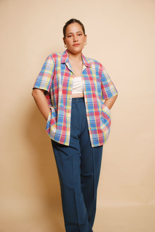 Multicolor textured checkered shirt