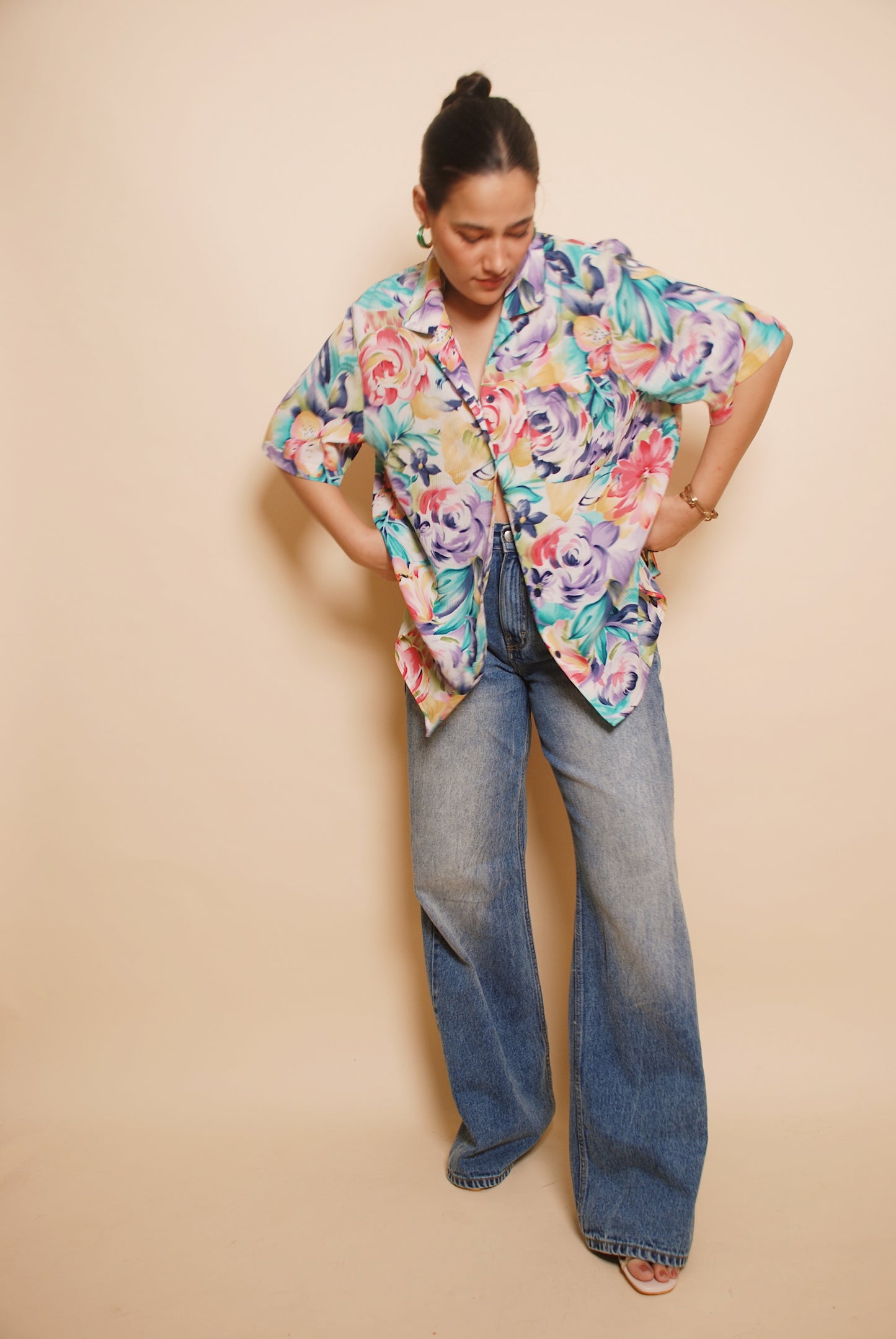 Multicolour floral textured shirt