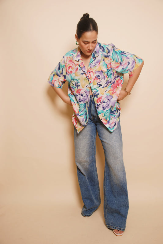 Multicolour floral textured shirt