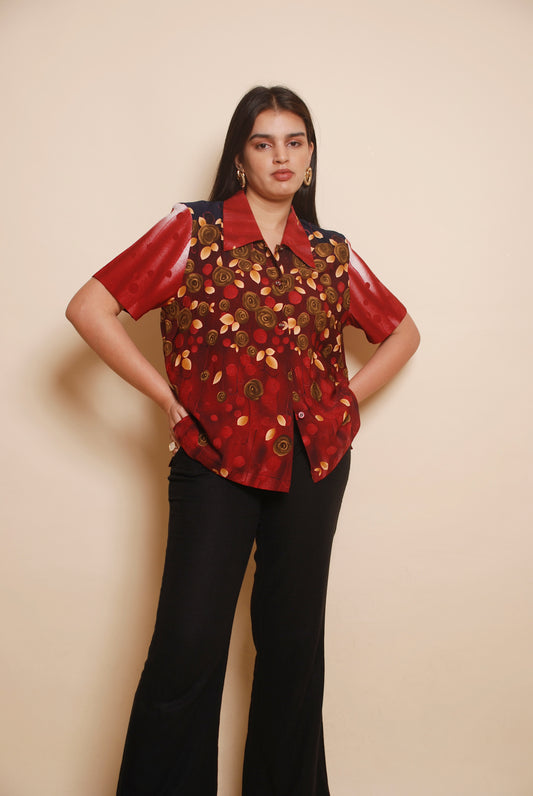 Maroon floral printed shirt