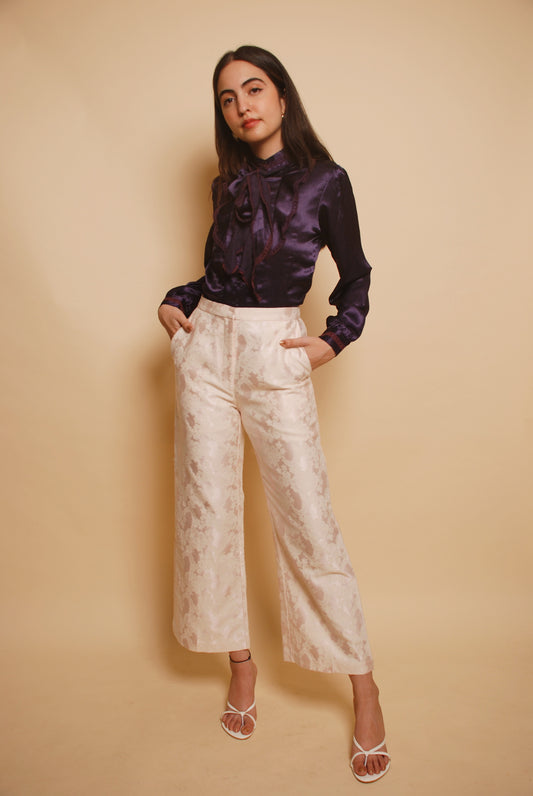 Powder pink & white floral pants