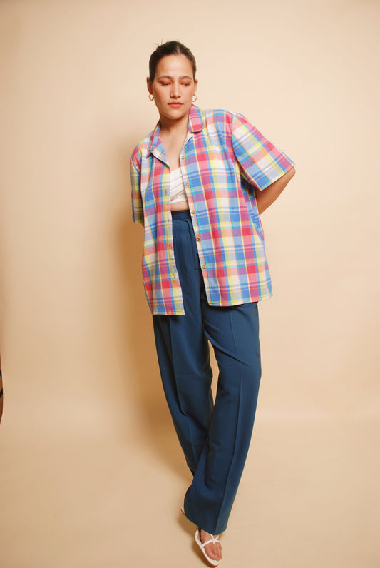 Multicolor textured checkered shirt