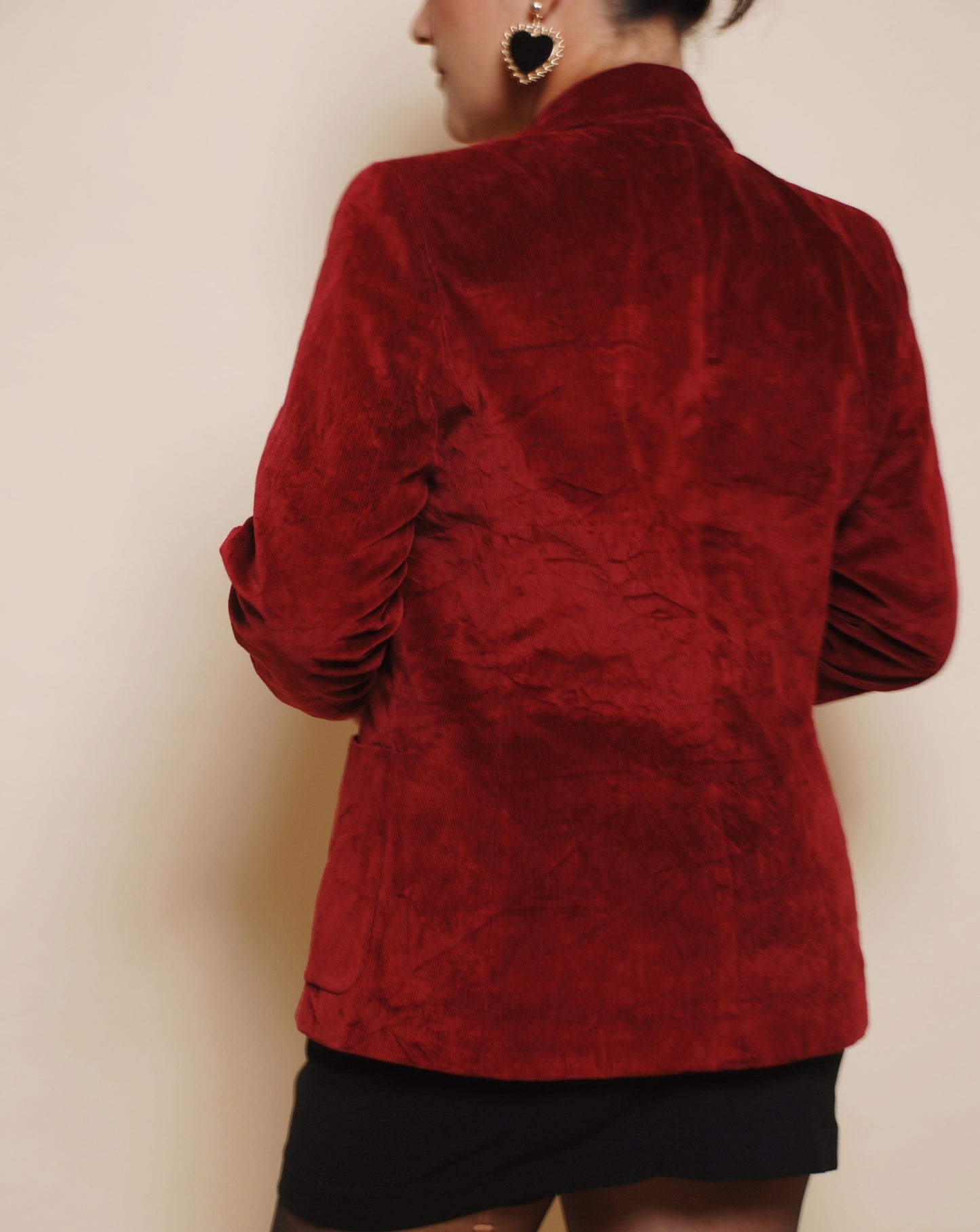 Wine red two-button corduroy blazer