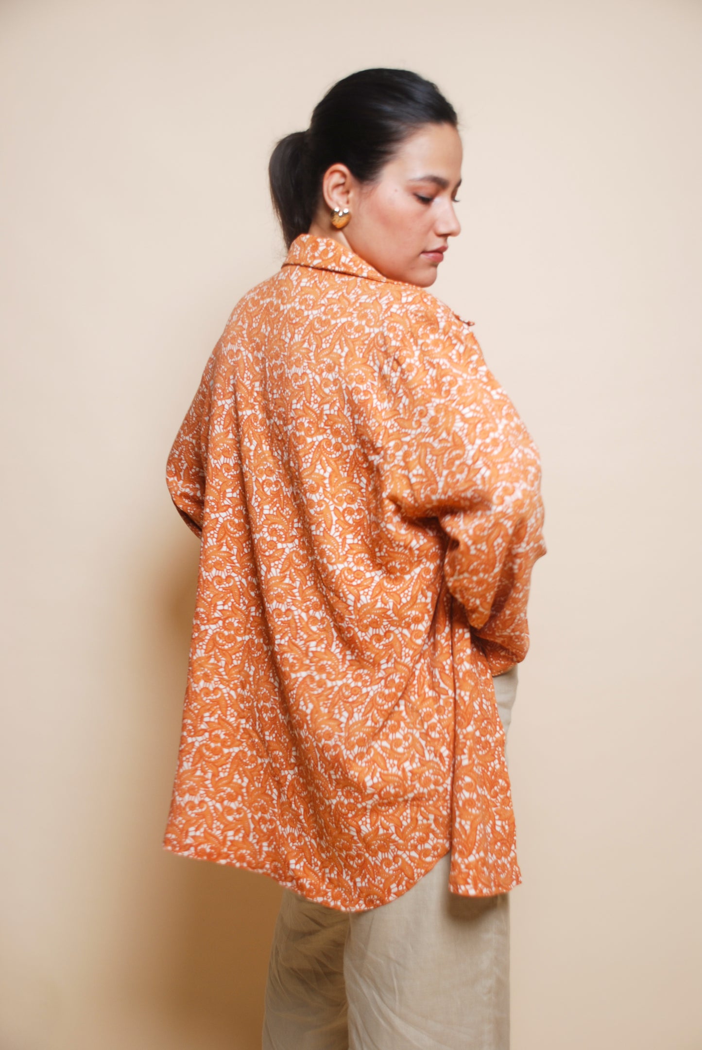 Orange printed lightweight jacket