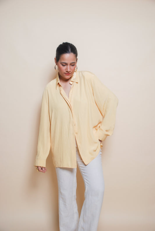 Yellow textured full sleeve shirt