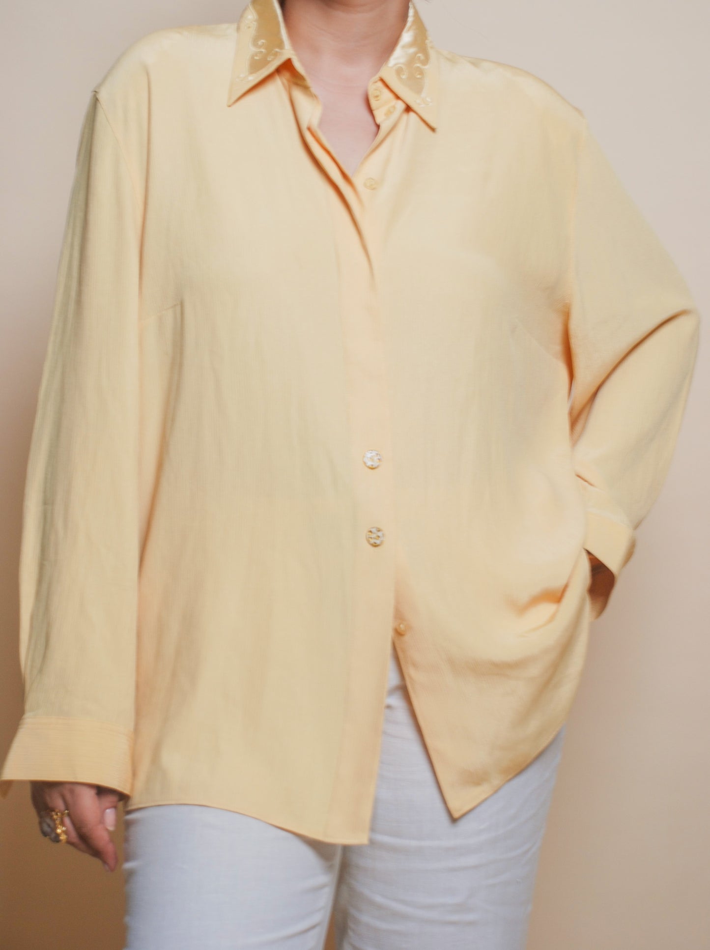 Yellow textured full sleeve shirt