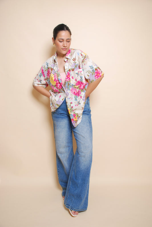 Multicolor floral button up shirt