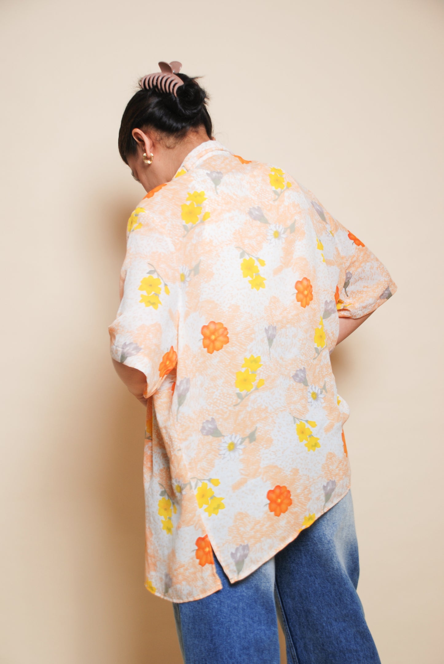 Orange floral shirt