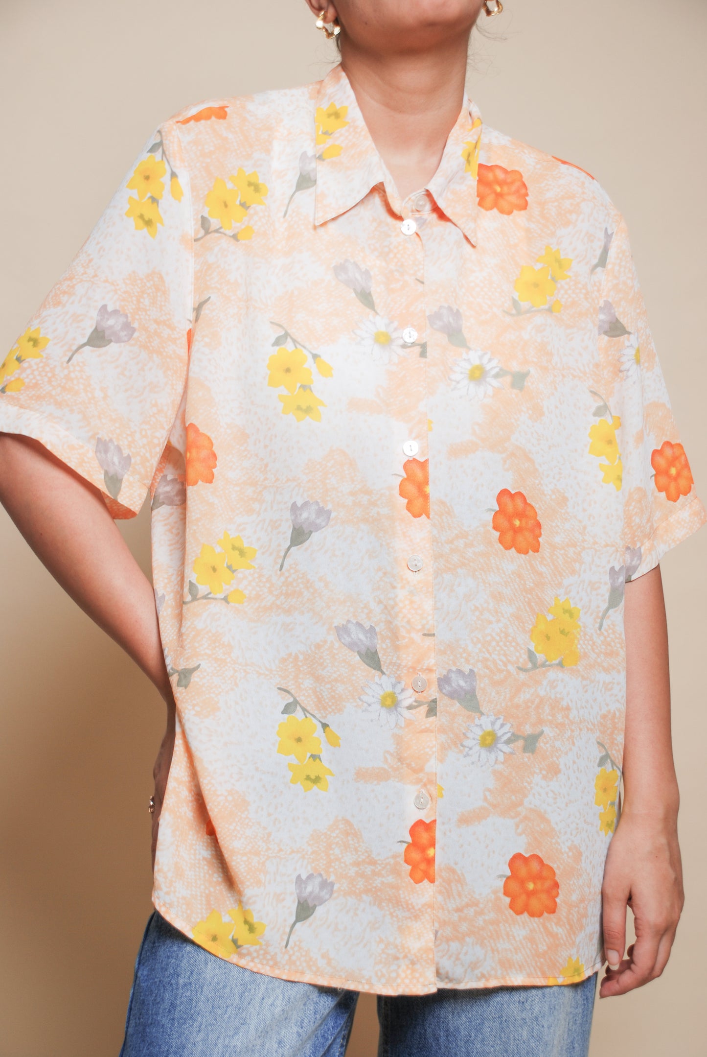 Orange floral shirt