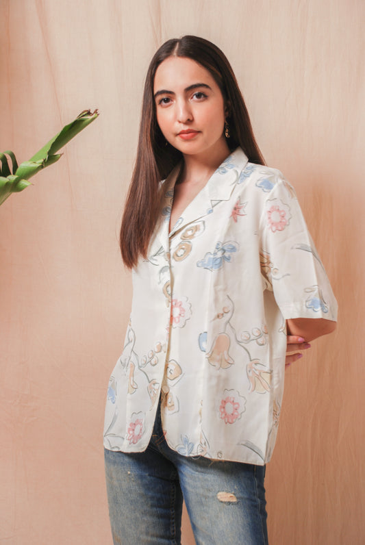 Vintage white floral print shirt