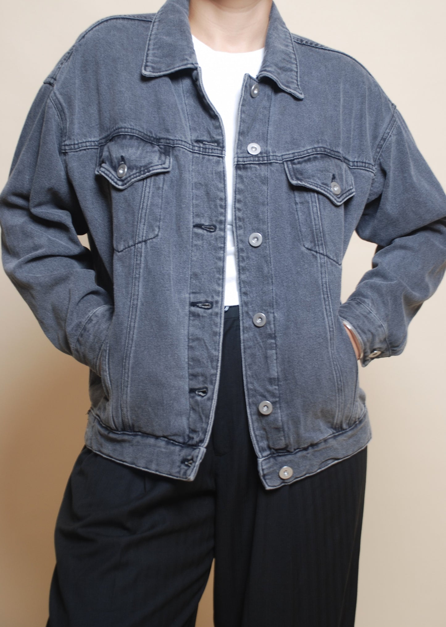 Grey full sleeve denim jacket