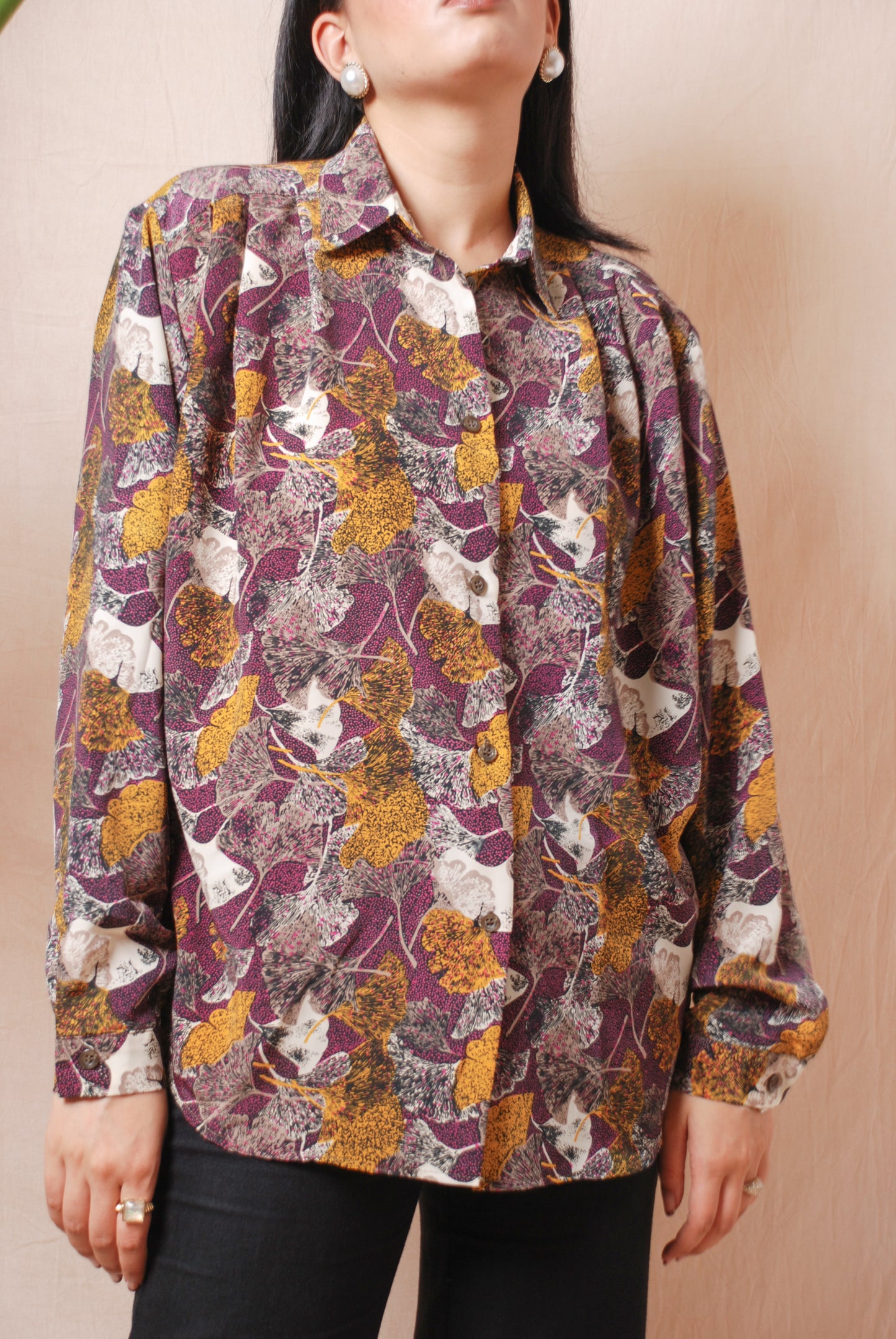 Plum & mustard floral shirt