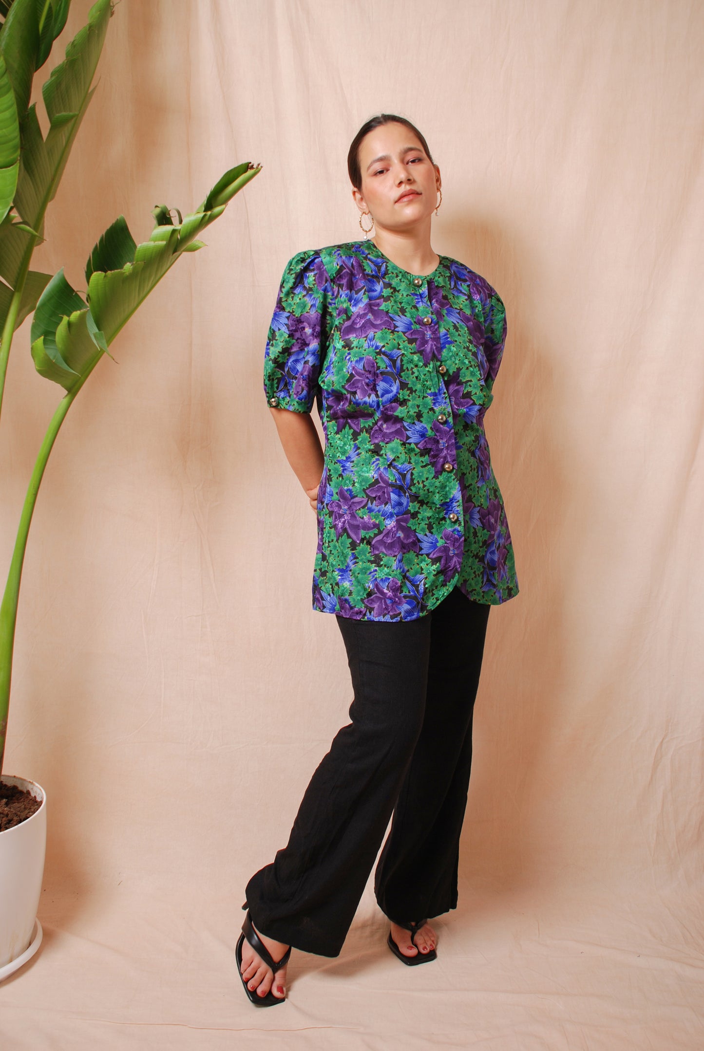 Vintage 80's floral long blouse