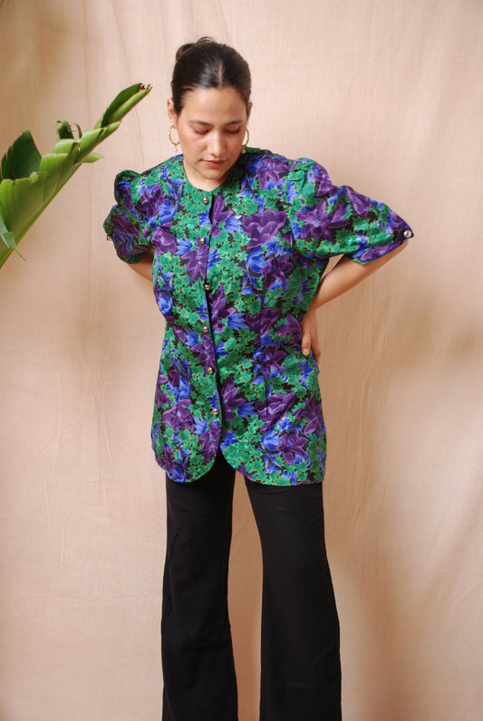 Vintage 80's floral long blouse