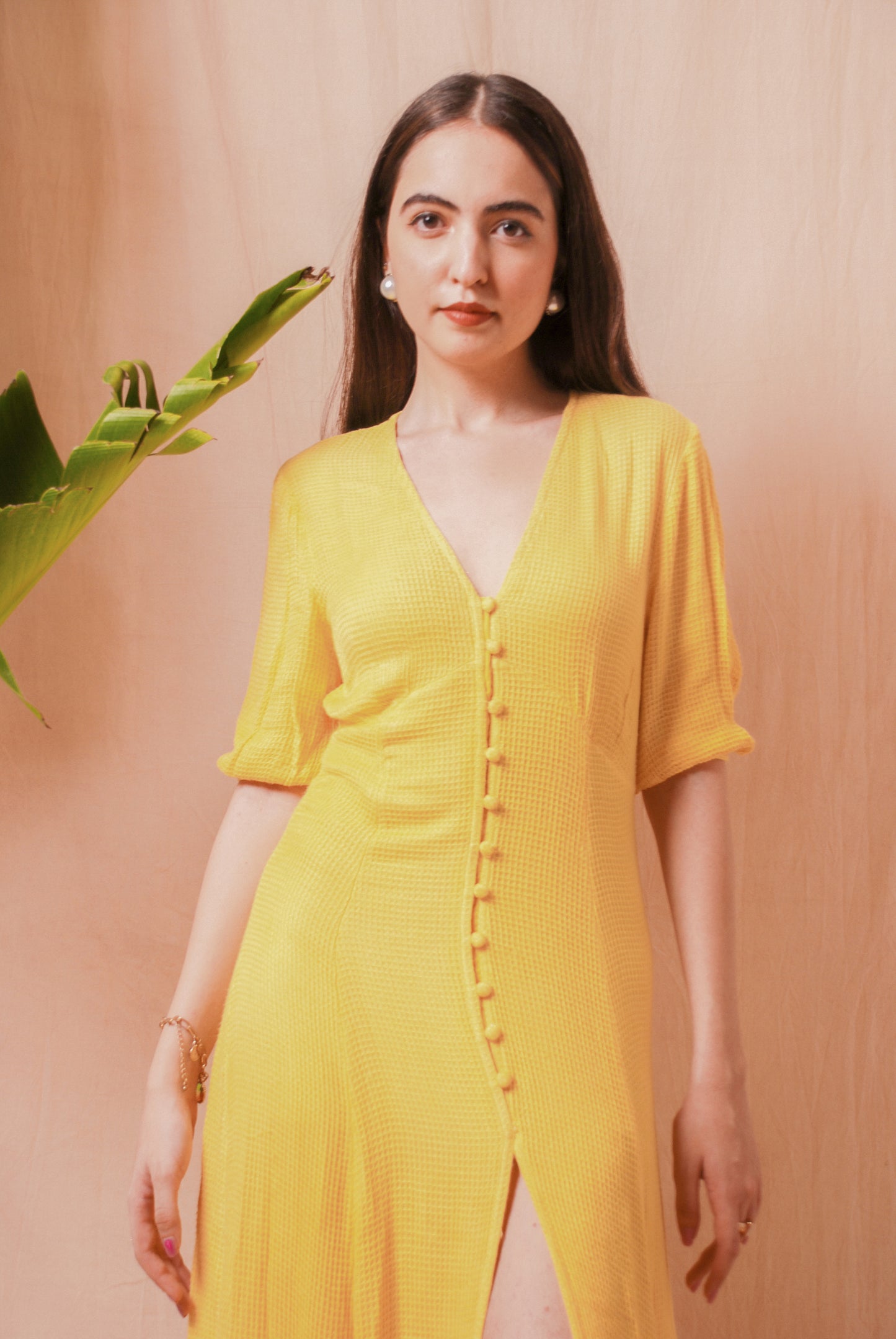 Yellow A-line maxi dress