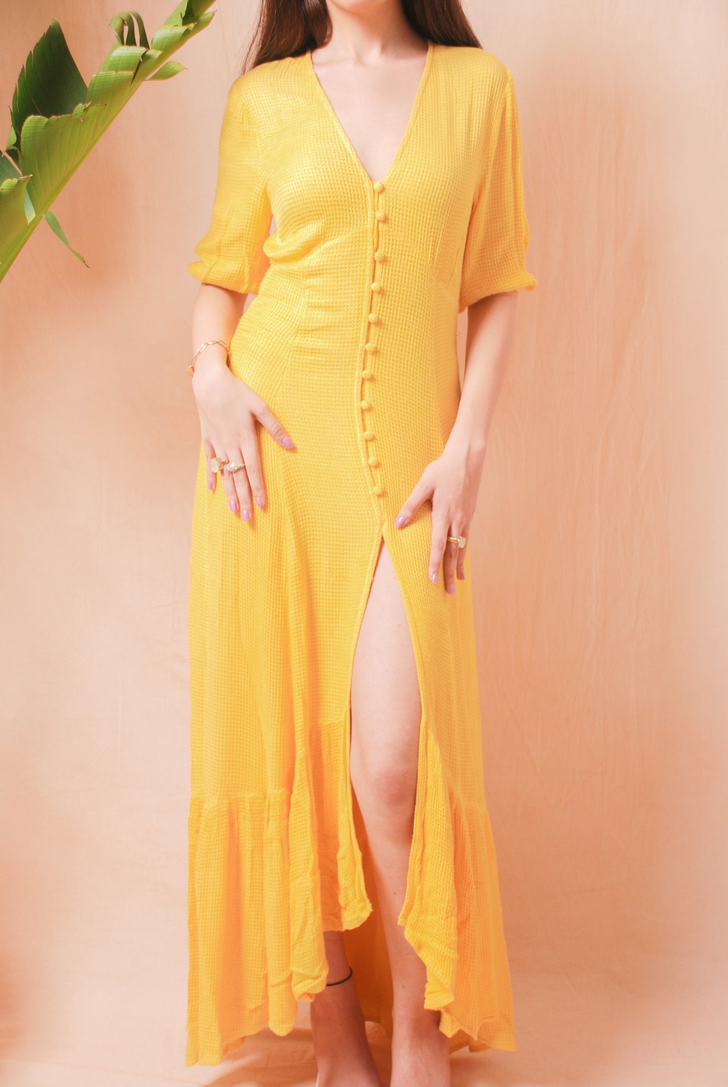 Yellow A-line maxi dress