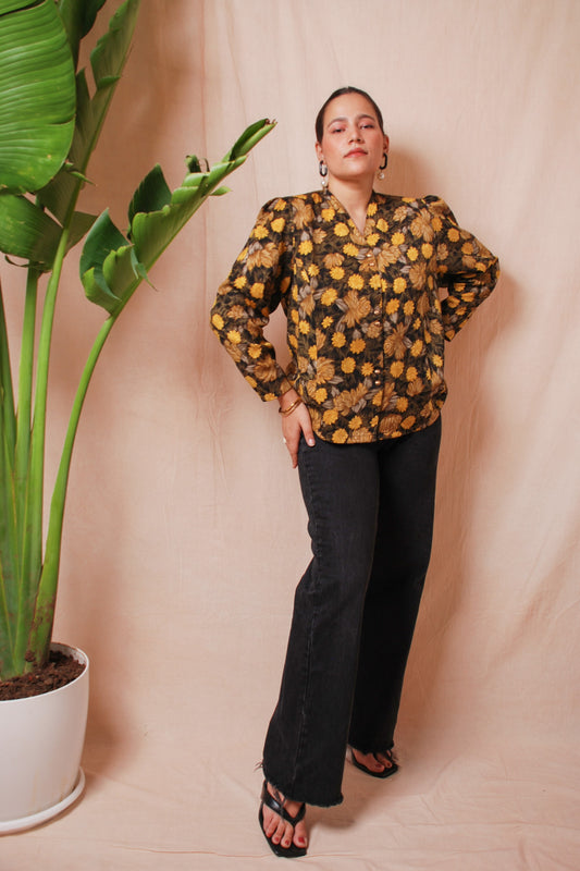 Black & yellow floral shirt