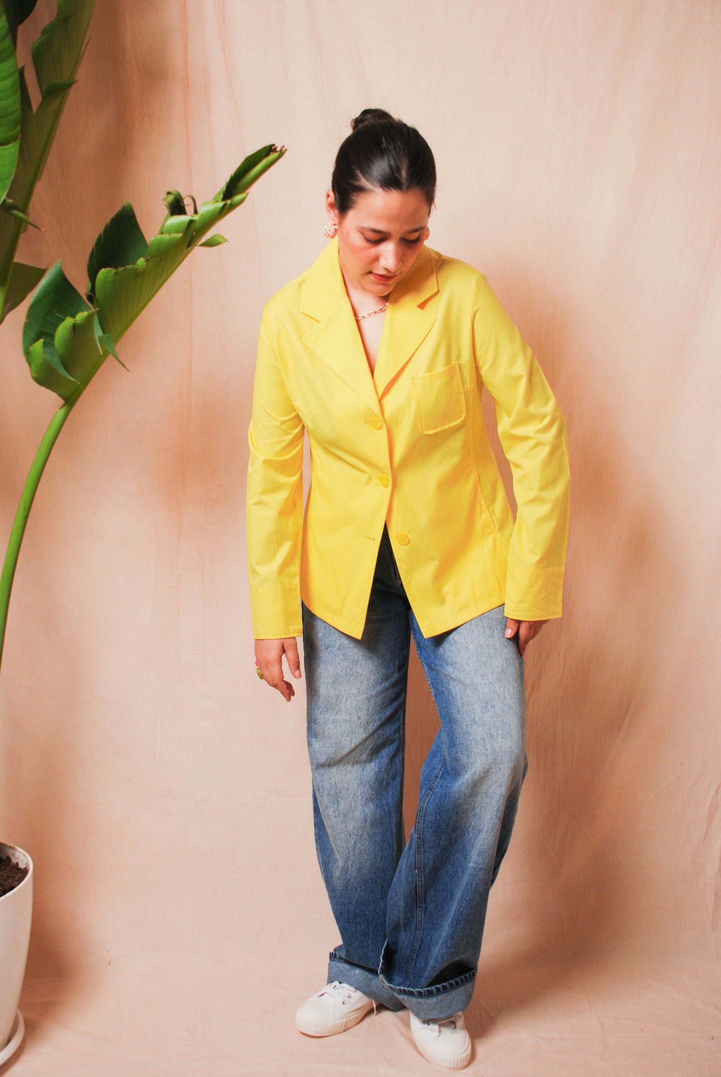 Bright yellow full sleeve jacket