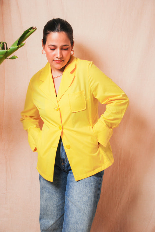 Bright yellow full sleeve jacket