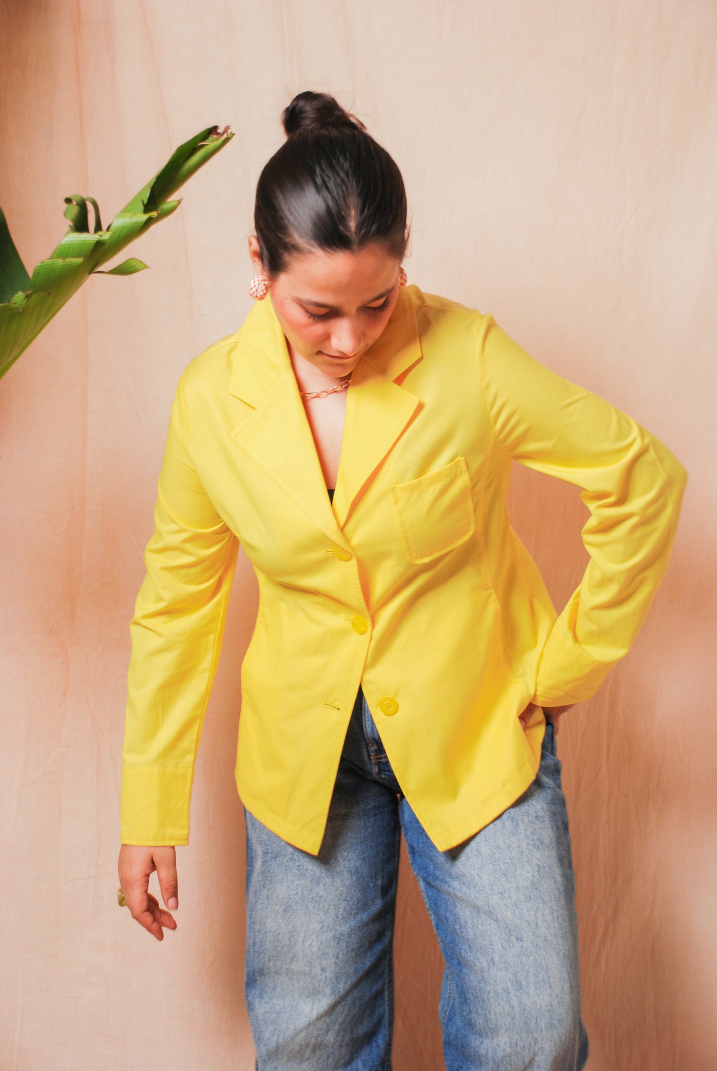 Bright yellow full sleeve jacket