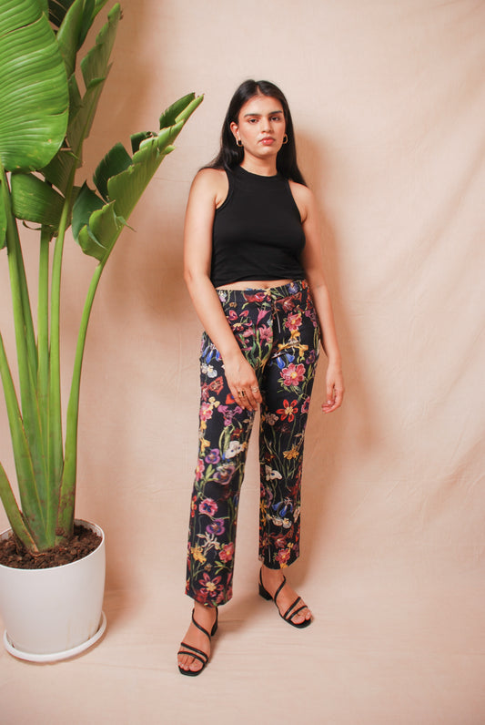 Multicolor floral straight fit pants