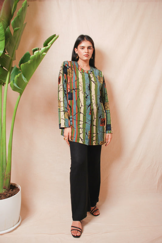 Vintage multicolor abstract print shirt