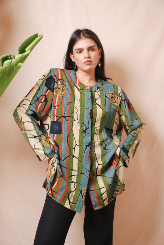 Vintage multicolor abstract print shirt