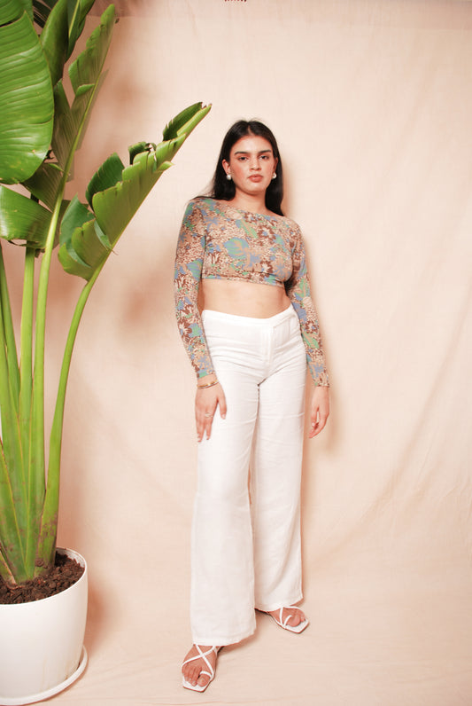 Multicolour stretchable crop top