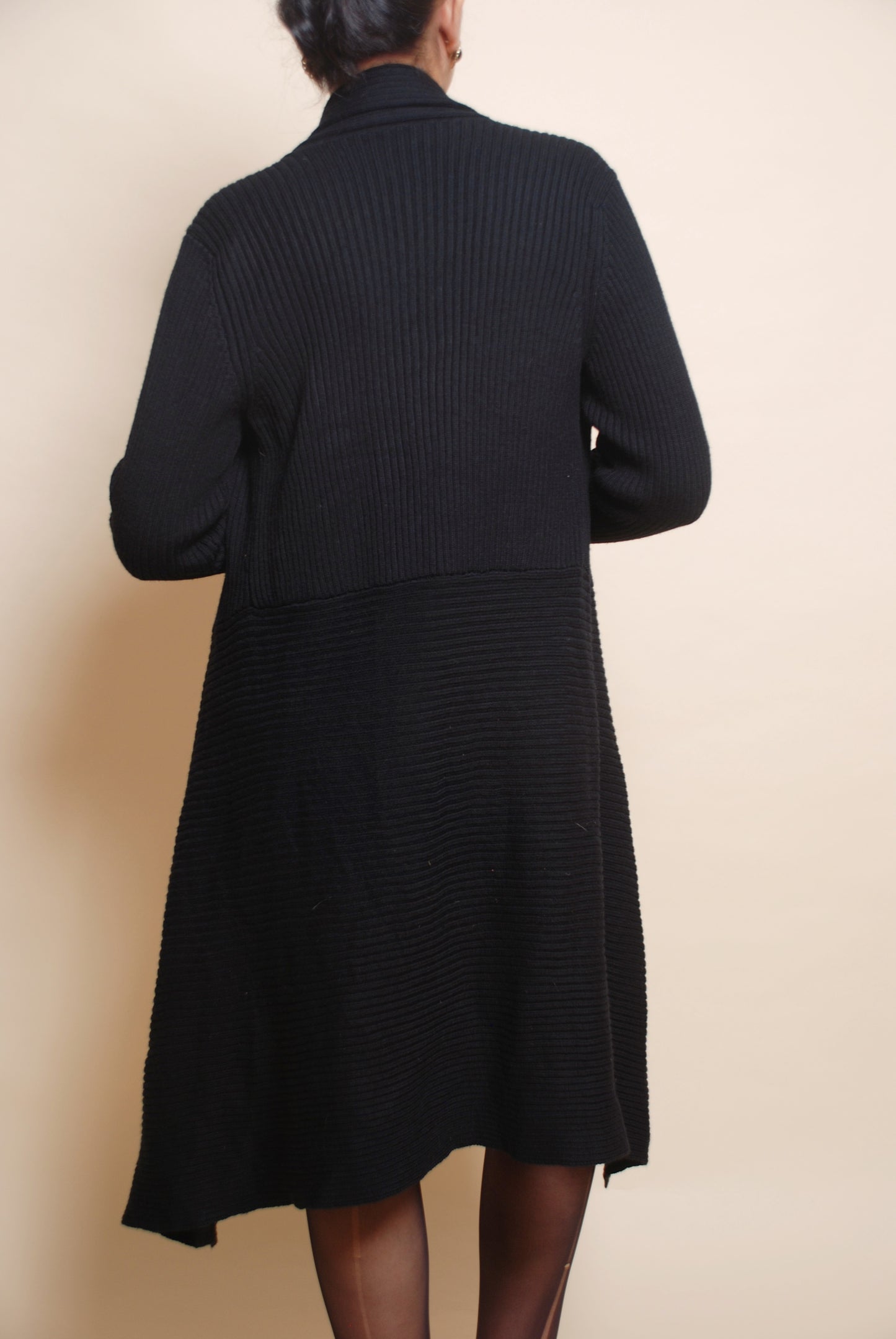 Black asymmetric full sleeve shrug