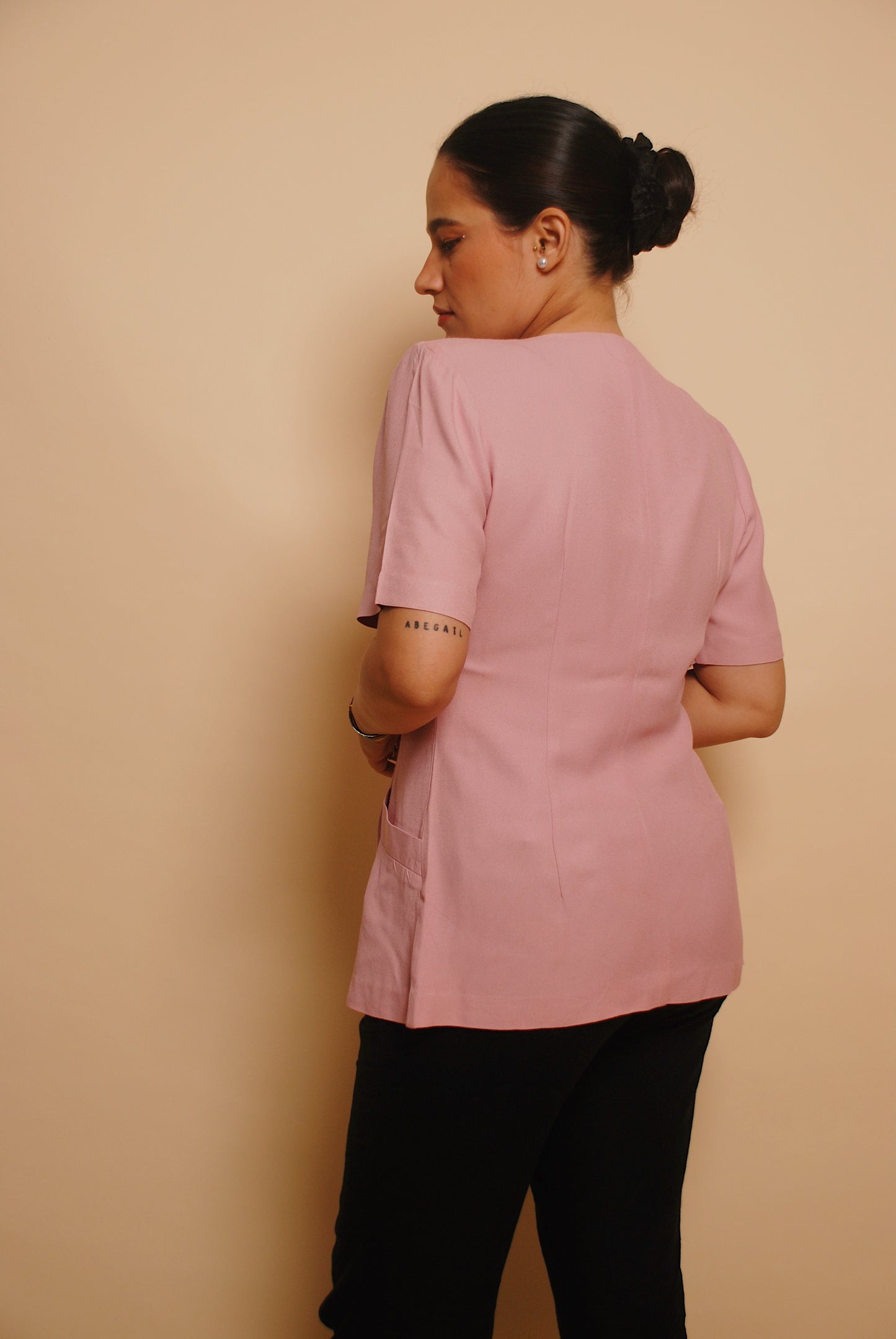 Vintage powder pink short sleeve blazer