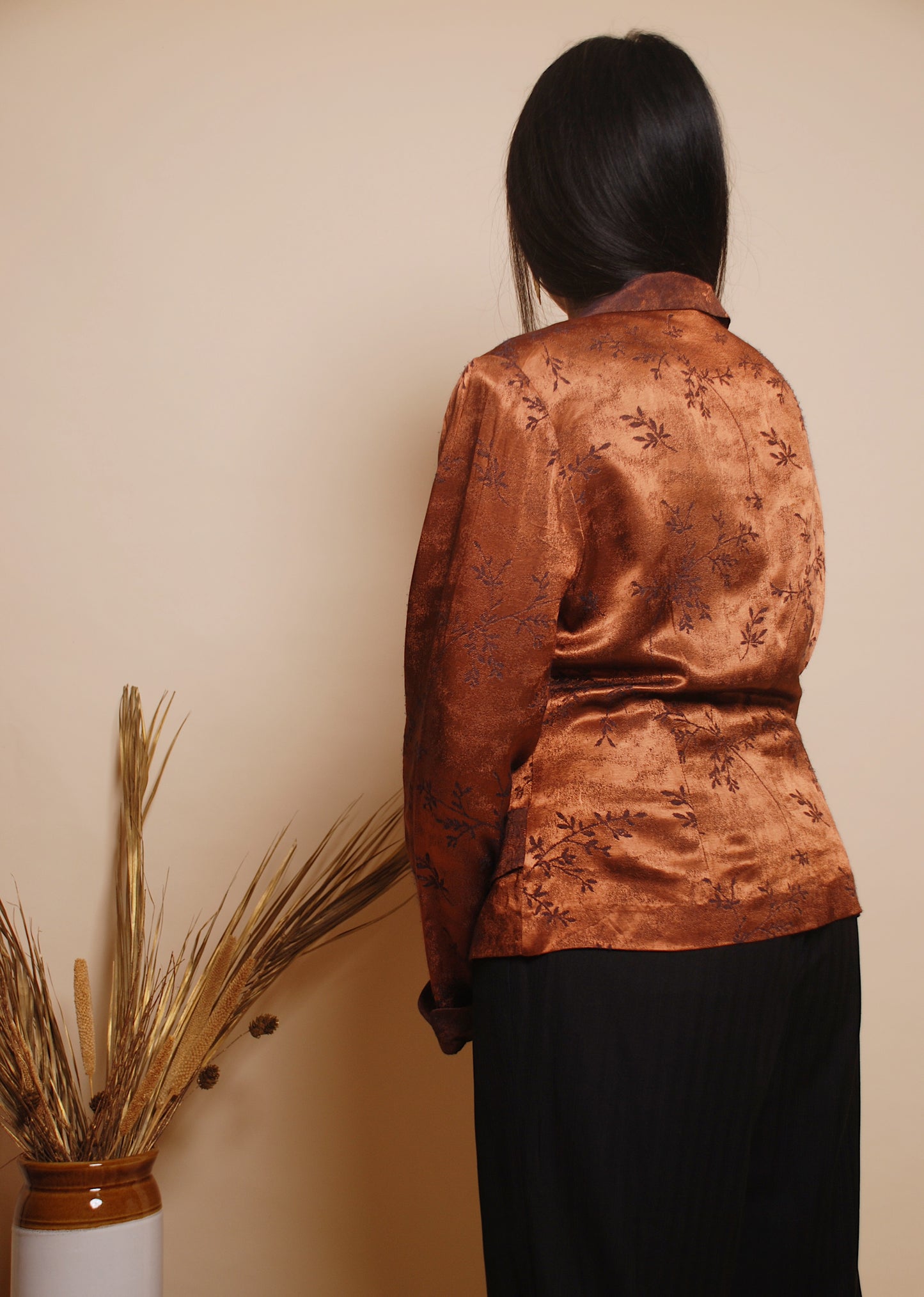 Vintage metallic brown floral blazer