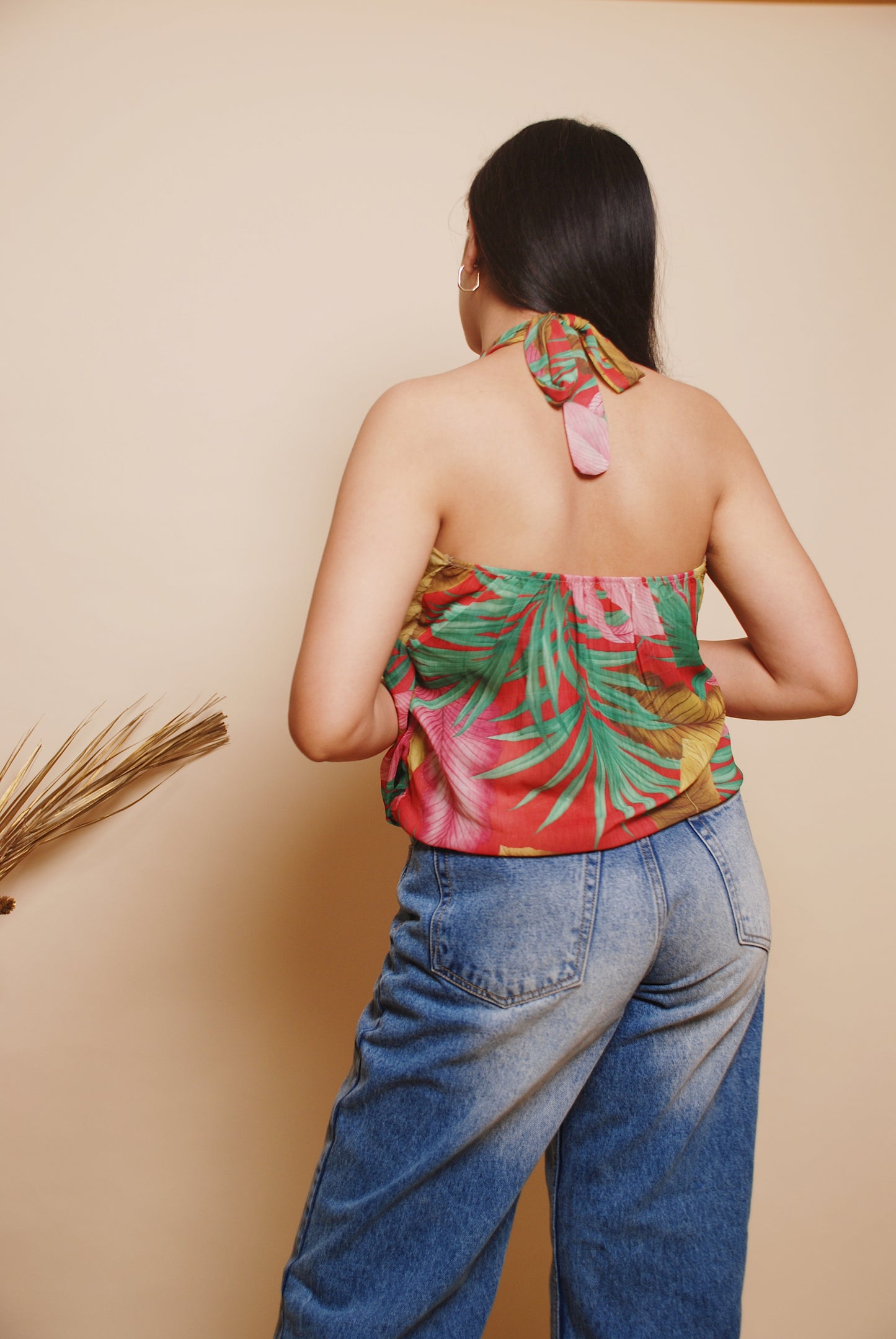 Multicolour floral halter top