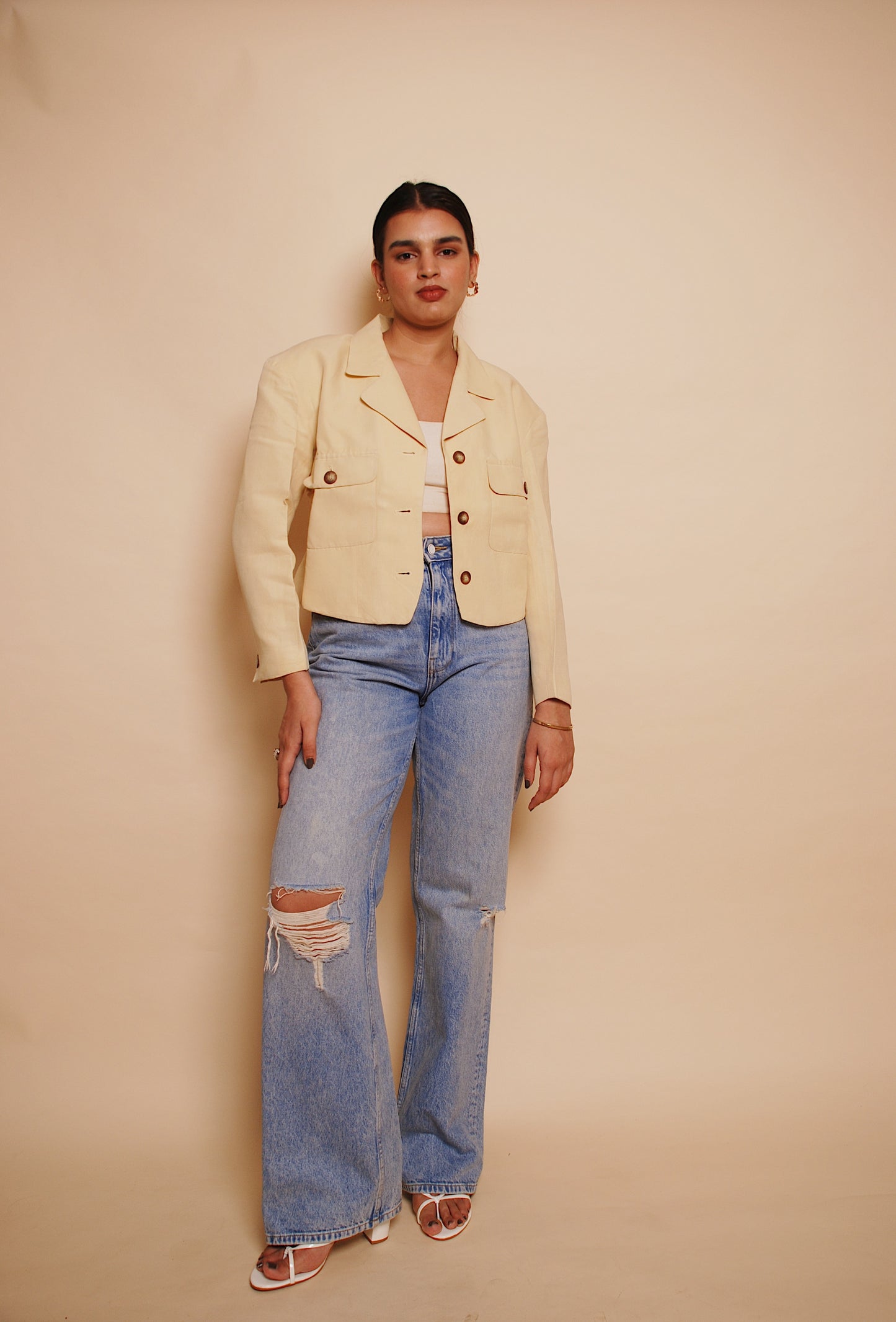 Light yellow cropped jacket