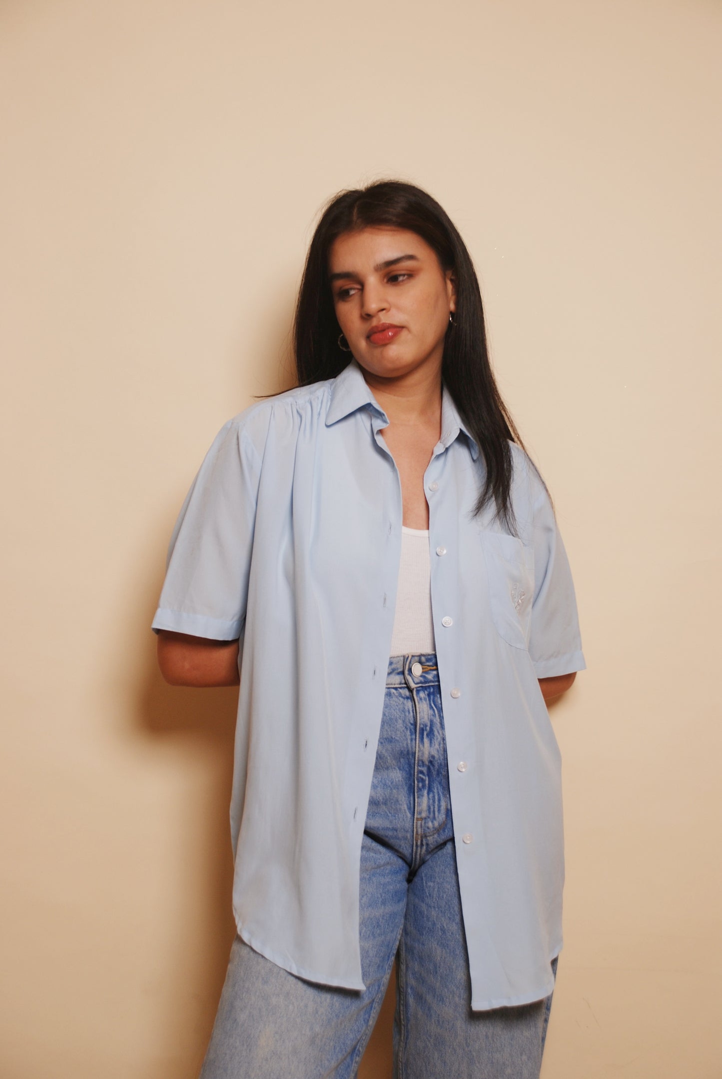 Powder blue short sleeve shirt