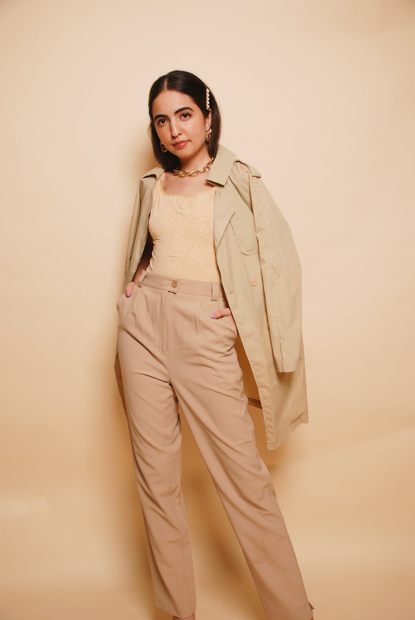 Beige lightweight trench coat