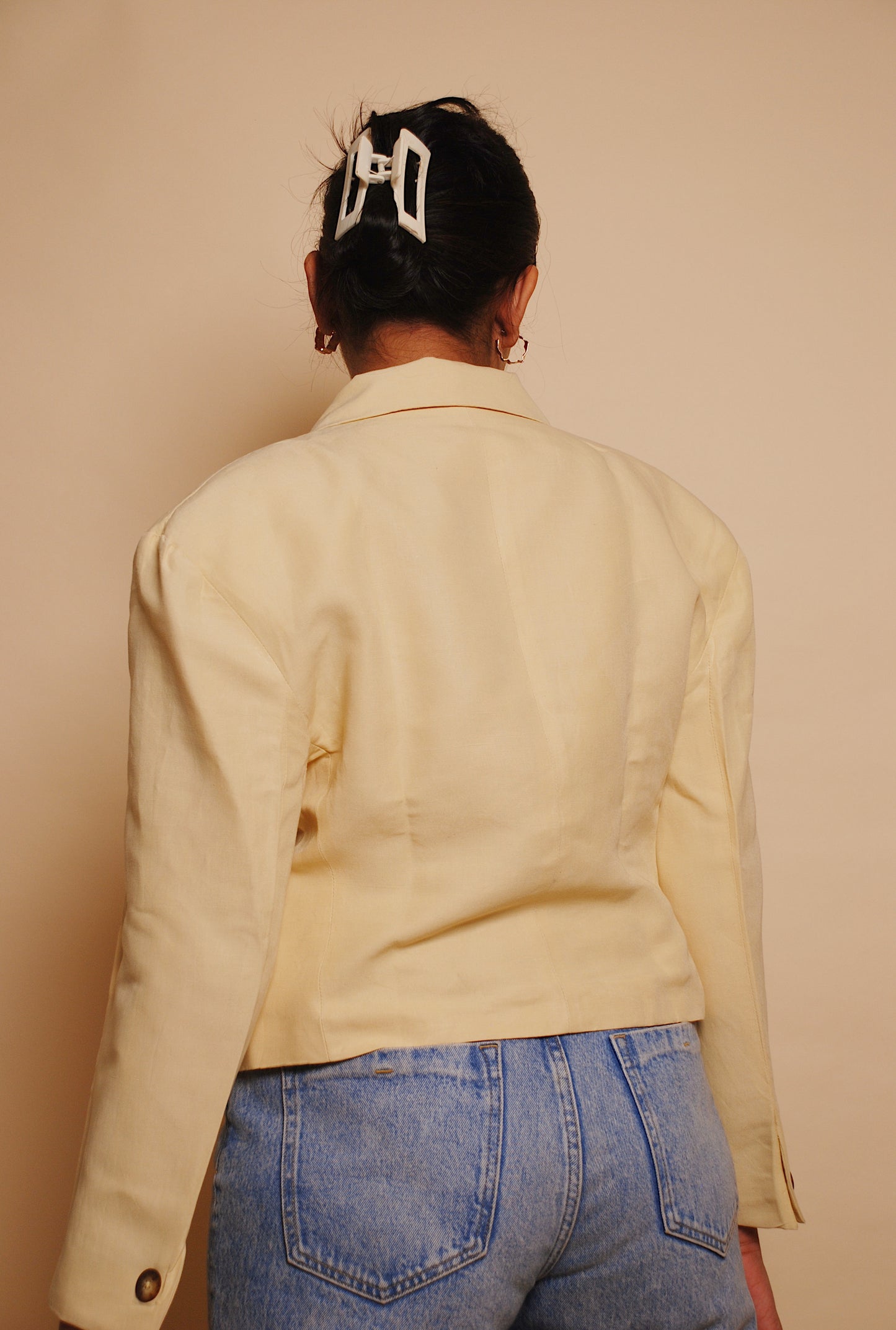 Light yellow cropped jacket