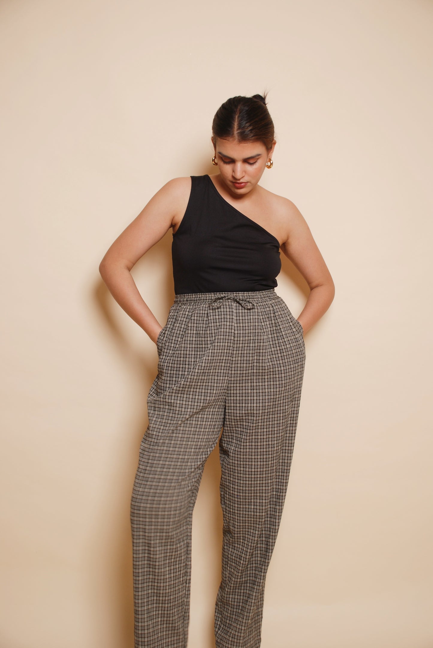 Vintage green checkered mom fit pants