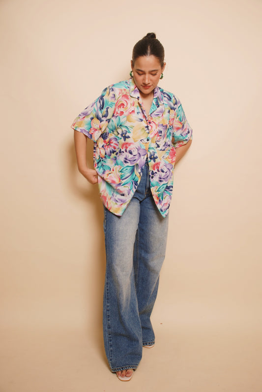 Multicolour floral textured shirt