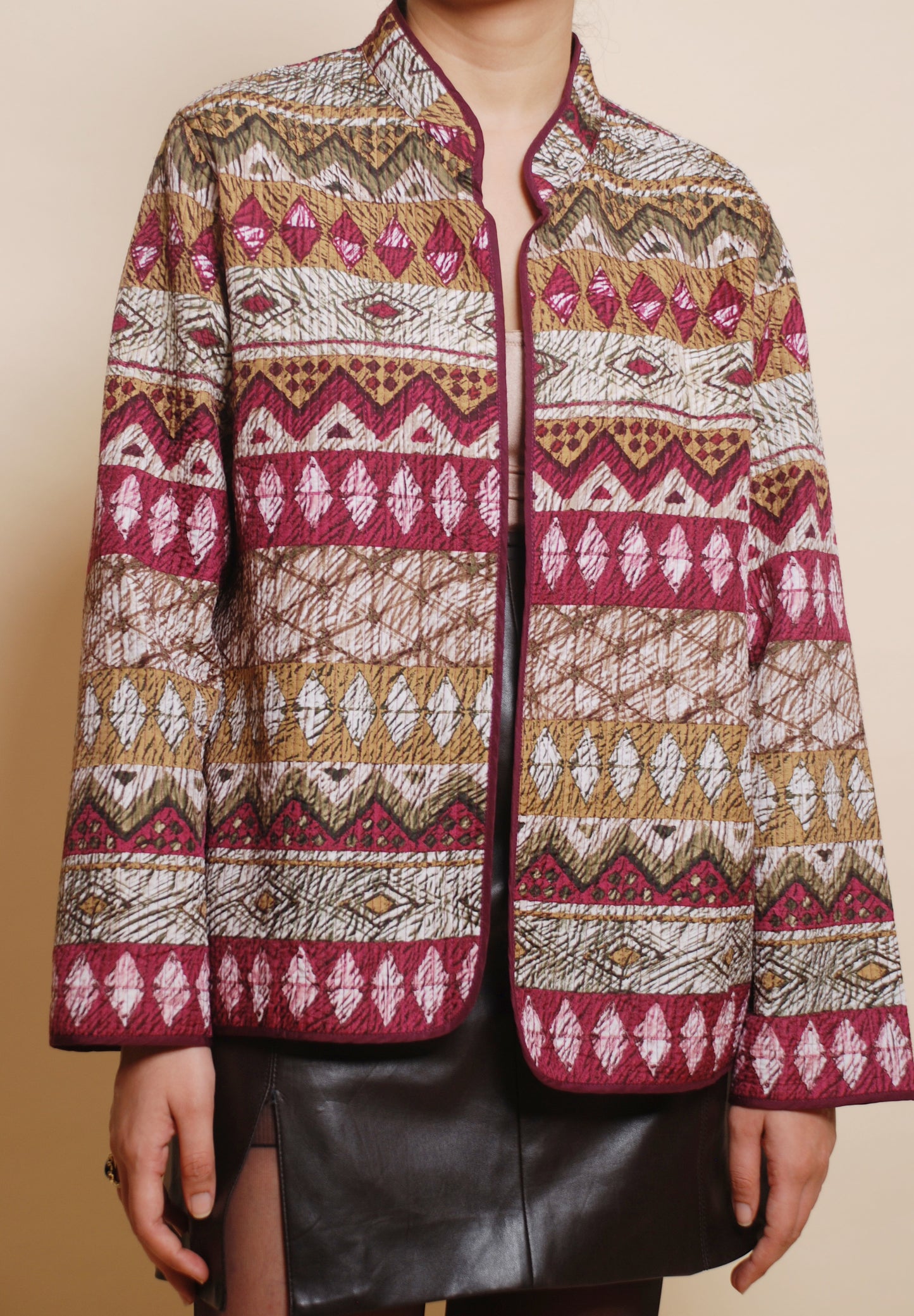 Multicolour aztec print open jacket