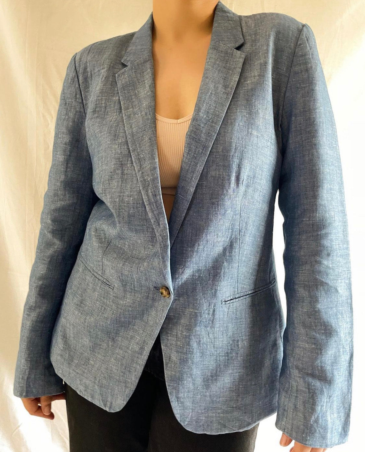 Vintage blue linen blazer