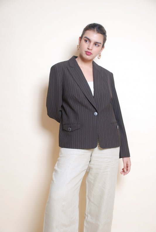 Vintage 80's brown striped blazer